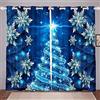 Loussiesd Tende per finestre con albero di Natale, colore blu, a tema natalizio, eleganti tende invernali a forma di fiocco di neve, per ragazze, figlie, camera da letto, decorazione per ragazze e bambine, con