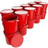 FixedByU Secchio con coperchio, rotondo, da 10 l, in plastica, ermetico, robusto, vuoto, con manico e coperchio, per alimenti, prodotti chimici, detersivo, colla, colore: rosso