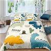GYDGS Copripiumino una piazza e mezza Bambini dinosauri bianchi Stampato 3D Set Copripiumino 200x200 Set Biancheria da Letto Microfibra con Cerniera + 2 Federa per Cuscino 50x80 cm