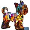 Generic Lampada con cane, lampade con cani in vetro colorato, ornamenti notturni in resina per cuccioli, decorazioni per feste, serie di cani, arte, luce notturna in resina colorata, decorazione da scrivania