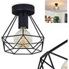 hofstein Lampada da soffitto Denno in metallo nero, elegante lampada vintage con paralume a rete crea un gioco di luce a soffitto, per 1 lampadina E27, lampadina non inclusa