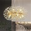 EFPD Lampadario moderno in cristallo a forma di dente di leone, adatto a sale da pranzo, soggiorni, cucine e camere da letto, lussuoso lampadario in cristallo (oro, 12 luci)