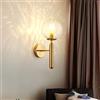 Mengjay Nordic moderno Lampada da parete a sfera in vetro latteo Lampada da comodino da interno Applique in metallo dorato con luce bianca Lampadina LED E27 Foyer Sala da pranzo. (Trasparente)