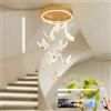 LAMPLAY Lampadario Moderno A LED Dorato, Dimmerabile A 9 Luci A Forma Di Farfalla 3000K-6000K Con Telecomando, Lampada Da Soggiorno Regolabile In Altezza, Per Corridoio Sala Da Pranzo Scale Villa