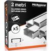 Eurocali 5x Profili da 2m (10mt) in Alluminio Grigio per Strisce LED Copertura Opaca larghezza max striscia led 12.2mm - 15.5 x 5.9