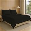 NARCISO - Completo Lenzuola Matrimoniali 4 Pezzi Tinta Unita Embossed, Set Lenzuola Matrimoniali in Microfibra Traspirante ed Anallergica, Biancheria da Letto Made in Italy (Nero)