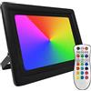 FactorLED Faretto Proiettore LED 50W RGB Avance, IP65 Esterno, 5 Anni di Garanzia, Telecomando, Rosso, Blu, Verde, Bianco e Fino a 16 Colori
