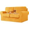 UNBBRRL Copridivano Ektorp Copri Divano in Velluto, Rivestimento Individuale del Cuscino E dello Schienale Salvadivano Lavabile Mobili Protector (Oro,Grande 2 posti 5 pz)