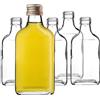 KADAX Flachmann 200ml, 10 pezzi, piccole bottiglie di vetro con tappo a vite, flaconcini, bottiglie vuote da riempire, mini bottiglie per liquori, bottiglie per grappa (Oro)