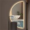 GXSDYYDS 120 × 60cm Specchio Bagno Con Luce, Moderno Specchio Bagno LED Con Anti-Fog, 3 Colori Luce, Dimmerabile, Memoria, Grande Specchio Mezza Luna Da Parete, Ip54 Hd Vetro Temperato(Right cut, 120 × 60cm)