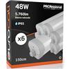 Eurocali 6x Plafoniere LED 48W 150cm Impermeabili IP65 5760 lumen - Forma: Tubo - Luce Bianco Naturale 4000K - Fascio Luminoso 120°