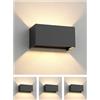 ledscom.de 4 applique CUBEL per esterni, antracite, IP65, illuminazione verso l'alto e verso il basso, rettangolari, incluse 2 lampadine a LED da 4,1 W ciascuna, 501 lm, bianco caldo