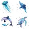 GORGECRAFT 4 Stili Sea Life Vetrofania 16x16cm Creature Animali Dell'Oceano Tartaruga Marina Decalcomania Statica Adesivo per Vetri Avviso Anticollisione Decalcomanie Prevenire L'Arresto di Uccelli