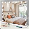 Buildonely Specchio da Trucco Hollywood con 14 Luci LED Regolabili, 3 Modalità, Caricatore USB e Type C, Memoria Intelligente, Controllo Touch, 50x42 cm, Bianco
