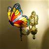 Dihou88 Bellissime applique da parete in stile Tiffany a forma di farfalla, lampada da parete vintage industriale con paralume in vetro colorato, lampadario decorativo per camera da letto con scala(A)