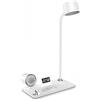 Generico LAMPADA LED DA TAVOLO RICARICABILE USB CON RICARICA WIRELESS DA 15W OROLOGIO E SVEGLIA BIANCO