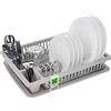 KADAX Scolapiatti da Appoggio con Portaposate e Vaschetta Raccogligocce in Plastica, Scolapiatti da Cucina per Piatti e Bicchieri (Grigio, 46.5 x 37 cm)