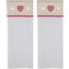 HOME ZEN HOUSEHOLD LINEN coppia di tendine a vetro da cucina art orleans shabby tessutto effetto lino seta in poliestere con mantovana scozzese e tre cuori applicati mis 60x240cm dis ricciolo rosso