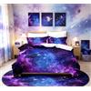 Loussiesd Set di biancheria da letto con copripiumino per Galaxy Super King Size per Ragazzi, Cielo Stellato, con 2 federe, con Cerniera 3 Pezzi Novely