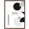 FRAMAI® Cornice portafoto 50 x 70 cm, marrone, in MDF ecologico, con plexiglas infrangibile, gancio di sospensione e supporto