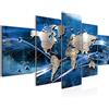Runa Art Mappa Del Mondo Murali Tela Non Tessuta 5 Pezzi Astratto Moderno Blu Camera Da Letto Corridoio 106853a