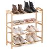 BM Scarpiera in Bambù a 4 Ripiani - Portascarpe Salvaspazio, Scaffale Scarpe per Ingresso, Camera da Letto e Corridoio - Design Naturale e Robusto (Bambù, 4 Ripiani)
