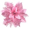 GL-Turelifes GL-Turelfies 12 fiori di Natale glitterati 15 cm, con 12 clip di Natale artificiali a forma di stella di Natale, per albero di Natale, decorazioni per albero di Natale (Rosa)