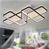Dceinz LED Lampadario Ventilatore APP Dimmerabile Reversibile Grande Plafoniera Con Ventilatore E Telecomando Silenzioso 6 Velocità Luce Con Ventilatore Smart Moderno 35inch Per Camera Da Letto, Cucina-Black
