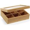MA MAISON Cassetto Organizzatore Multiuso - In Legno, Divisori Interni, Piano in Vetro, Organizzatore Caffè, Cialde, Bustine Thè, Zucchero, Elegante, Salvaspazio - Angolo Caffè, Casa, Ufficio (23x16 cm)