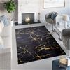 TAPISO Toscana Tappeto Soggiorno Antiscivolo Lavabile Pelo Corto Effetto Stampato Design Moderno Motivo Astratto Marmo tonalità Nero Oro Salotto Sala Camera 80 x 200 cm