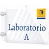 Generico Targa in plexiglass a bandiera A5 (21x15 cm) ORIZZONTALE trasparente piegata ad U con 2 distanziali, tasca per grafiche cartacee intercambiabili per ufficio, sala, studio