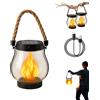 OOWOKS Lanterna solare con fiamme danzanti per esterni, ricaricabile 2 in 1 tramite energia solare e USB 1500 mAh Effetti fiamma realistici, impermeabile IP65, da appendere o da appoggiare per cortile