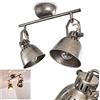hofstein lampada a soffitto Nanlia, lampada a soffitto in metallo in grigio/argento, 2 luci, con faretti regolabili, 2 x attacco E14, faretto a soffitto in design retro/vintage, senza lampadina/e