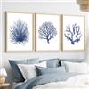 YFvrPt Set di 3 poster con corallo costiero blu marino, arte astratta da parete, stampa su tela per camera da letto, soggiorno, dormitorio, senza cornice, 30,5 x 40,6 cm