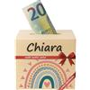 DEschenk Salvadanaio In Legno Personalizzabile per Banconote E Monete, Con Il Nome Desiderato - Libro Risparmio Soldi Unico - Libretto Risparmio Soldi (Arcobaleno)