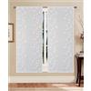 Tata Home Coppia Tende per Interni a Vetro Finestra Semitrasparenti Bianche Tende Cucina Bagno Camera Ricamate Fantasia con Foglie Misura 60x150 cm Mod. AUGUSTA B1 Colore Beige