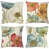 Vgzsyomqib Moderni Fiori Federe Cuscini Quadrati 45x45 Primaverili Floreali Fodere Cuscini Lino Federa Cuscino da Esterno Set 4 Copricuscini per Divano Arredo Camera Letto Salotto