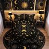 Loussiesd Set di biancheria da letto Loussiesd Nero e Oro, con copripiumino a costellazione, copertura galassia celeste con sole e luna, per camera da letto, design unico, copripiumino per letto super king con