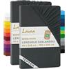 Lavea® Set 2 Lenzuola con Angoli Singolo 90x200 cm - Jersey 100% Cotone - Per Materassi Topper fino a 10 cm - Con Elastico Tutto Intorno - Certificato OEKO-TEX - Antracite