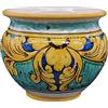 Sicilia Bedda - VASO IN CERAMICA SICILIANA - Prodotto Artigianale di Alta Qualità - Altezza 14 CM Diametro 15 Cm (Maioliche Tradizionali)