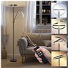 tectake® Lampada da Terra LED 20W, Piantana LED con Luce da Lettura Integrata, Arco Flessibile, Dimmerabile, Temperatura Colore Regolabile, Pannello Touch, Telecomando Magnetico - Nero