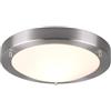 meineWunschleuchte Lampada da soffitto a LED rotonda, Ø 31,5 cm, in argento opaco, con vetro opale bianco opaco, IP44 - Lampada da bagno