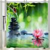Vgzsyomqib Tenda Doccia Antimuffa Stoffa Impermeabile Zen Tende Doccia Grande con Occhielli e Anelli Lavabile Lavatrice 240x200 Bamboo Fiori di Loto Tenda Vasca da Bagno Tessuto Poliestere, Verde