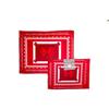Russo Tessuti Copriforno + Coprifornello Piano Cottura Cucina Stampa 3D Fiocco Merletto Pizzo-Rosso