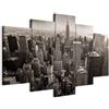 B&D XXL - Quadro NY New York 100x50 cm 5 Pezzi - Stampa su Tela Strutturata XXL Grande - Quadri Moderni Componibili Camera da Letto Matrimoniale - Stampe da Parete Arte - Città d-B-0065-b-m