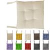 Home Tresor - Cuscino Sedia con Lacci | Cuscino Imbottito Sedie da Cucina, Giardino, Morbida Seduta Sp. 6 cm | Coprisedia Quadrato Made in Italy (Panna, 2)