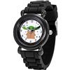 Star Wars The Mandalorian - Orologio analogico al quarzo in plastica con cinturino in silicone per insegnare l'ora ai bambini, nero, moderno