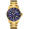 Swiss Alpine Military 7052 - Orologio analogico al quarzo, GMT, da uomo, in acciaio inox, oro/nero/blu - 1115sam.