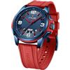 NAVIFORCE Orologio impermeabile per uomo e donna, orologio analogico automatico con data, militare, sportivo, unisex, cinturino in silicone, rosso e blu., Cinturino