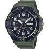 Casio Collection - Orologio Da Polso Da Uomo Al Quarzo Casual Bracciale E Cassa In Resina Di Colore Verde Quadrante Analogico Nero - MRW-210H-3A